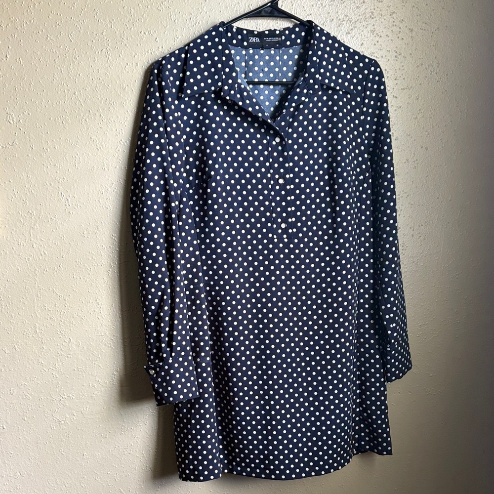 Zara Dark Blue Polka Dot Shirt
